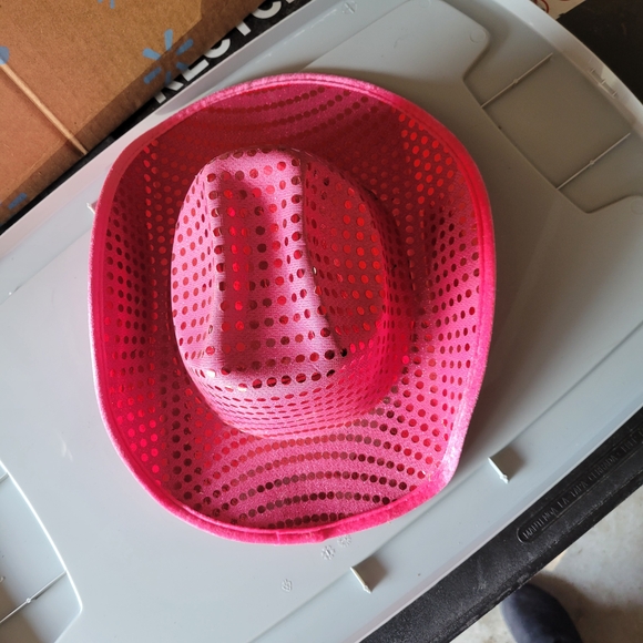 Vibrant Pink Sequinced Cowgirl Hat - Picture 3 of 6